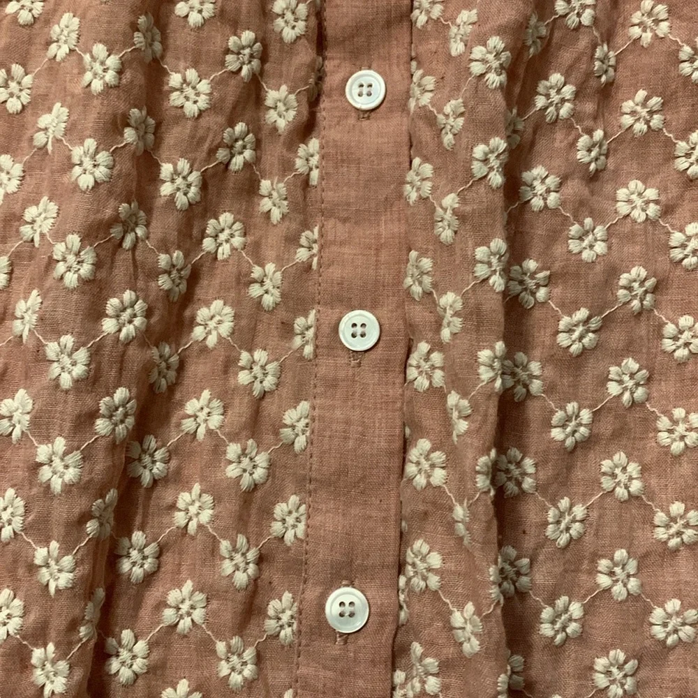 ZARA Malina Coquette Embroidered Pink White Floral Midi Dress 100% Cotton SZ S - Picture 6 of 12